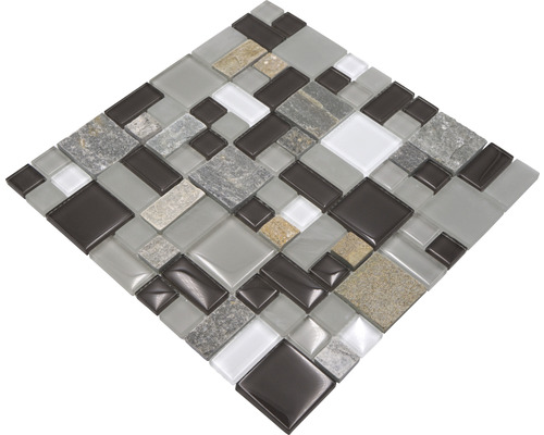 Placă mozaic din sticlă și piatră