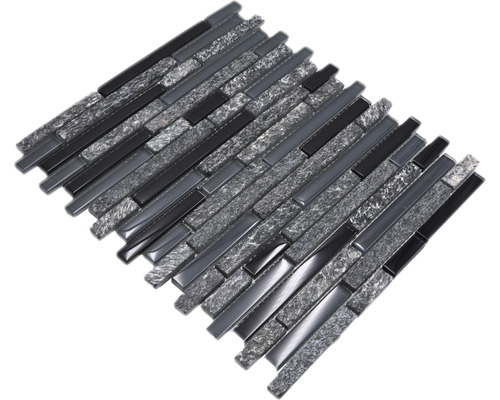 Covor mozaic cu pietre înguste și sticlă