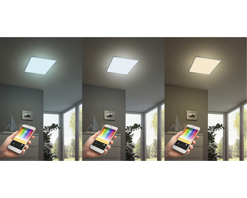 Plafonieră pătrată cu reglare a temperaturii de culoare prin aplicația pentru smartphone