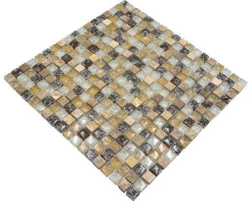 Placă de mozaic pătrată din piatră și sticlă