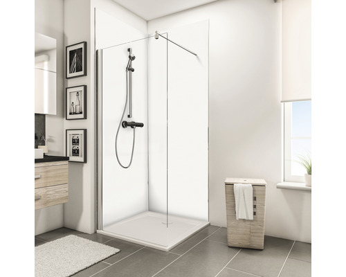 Panou decorativ pentru duș Decodesign de colț, 2x2100x900 mm, decor uni, alb