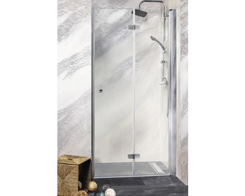 Ușă duș pliabilă Sanotechnik Sanoflex Duet, 75-77x195 cm, sticlă securizată transparentă, profil crom, dreapta