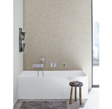 Baie cu cadă, armătură, taburet, covor și raft de perete