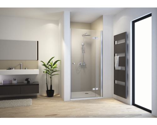 Ușă duș rotativă pentru nișă Schulte MasterClass, 80x200 cm, sticlă securizată transparentă, profil crom, dreapta