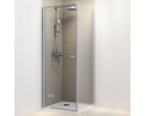 Ușă duș rotativă pentru perete lateral Schulte MasterClass, 80x200 cm, sticlă securizată transparentă, profil crom, dreapta-0