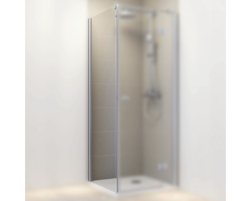 Perete lateral duș pentru ușă rotativă Schulte MasterClass, 80x200 cm, sticlă securizată transparentă, profil crom, stânga