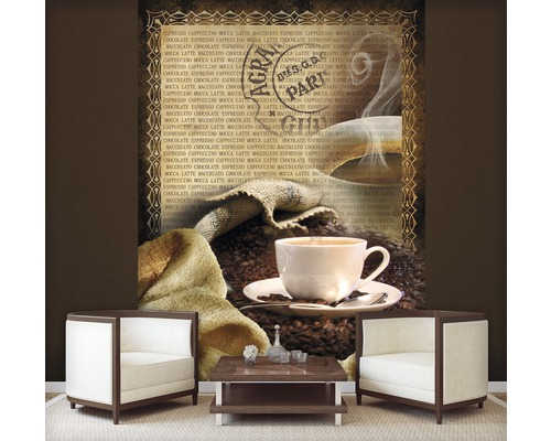 Fototapet cu motiv de cafea într-o cameră mobilată modern