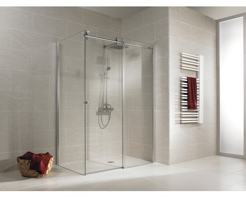 Cabină de duș rectangulară Schulte MasterClass, 120x90x200 cm, ușă glisantă, perete lateral stânga, sticlă securizată transparentă, profil cromat