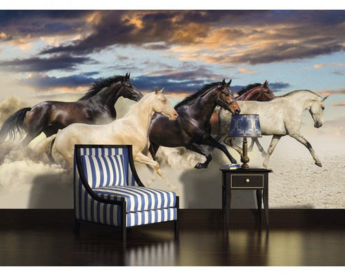 Fototapet cu motiv de cai galopând într-o sufragerie