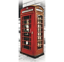 Cabină telefonică roșie cu telefon public