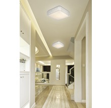 Plafonieră cu LED integrat Safir 20W 2000 lumeni, formă pătrată, plastic alb/transparent