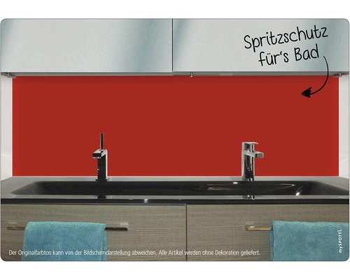 Chiuvetă de baie cu protecție roșie împotriva stropilor