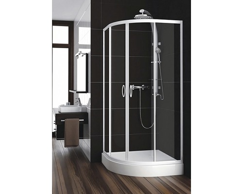 Cabină de duș semirotundă Radaway Classic A 1700, 80x80x170 cm, sticlă securizată transparentă, profil alb
