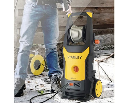 Aparat de curățat cu presiune Stanley cu tambur pentru furtun și roți