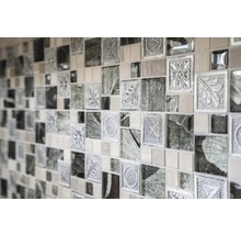 Mozaic sticlă XCM Niko80 argintiu cu ornament 30x30 cm