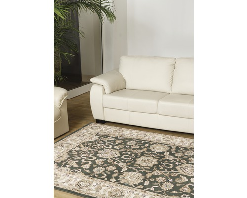 Living cu canapea și covor cu model floral