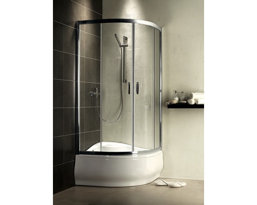 Cabină de duș semirotundă Radaway Premium A 1700, 90x90x170 cm, sticlă securizată transparentă, profil crom