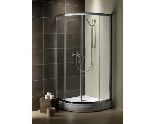 Cabină de duș semirotundă Radaway Premium Plus A 1900, 90x90x190 cm, sticlă securizată transparentă, profil crom