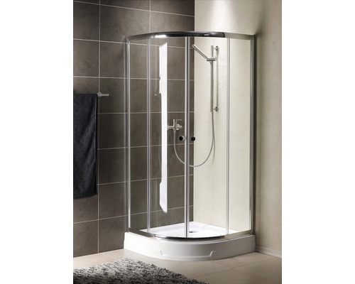 Cabină de duș semirotundă Radaway Premium A 1900, 80x80x190 cm, sticlă securizată transparentă, profil crom