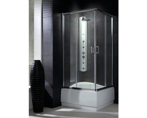Cabină de duș pătrată Radaway Premium Plus C 1700, 80x80x170 cm, sticlă securizată Fabric, profil crom