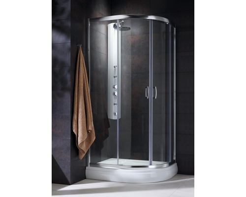Cabină de duș asimetrică Radaway Premium Plus E 1900, 90x80x190 cm, sticlă securizată Fabric, profil crom