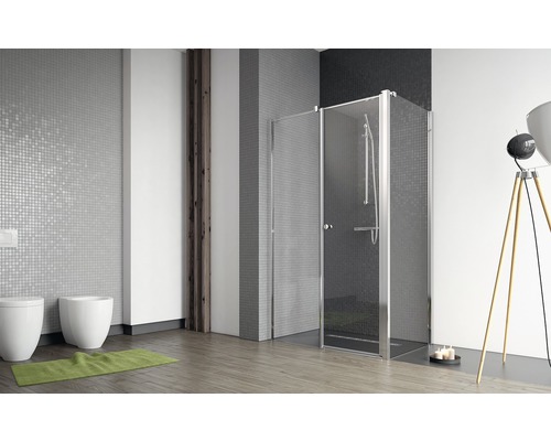 Ușă batantă pentru cabina de duș Radaway Eos II KDS, 120x195 cm, sticlă securizată transparentă, profil crom, stânga