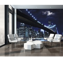 Fototapet hârtie Brooklyn Bridge albastru negru 254x184 cm
