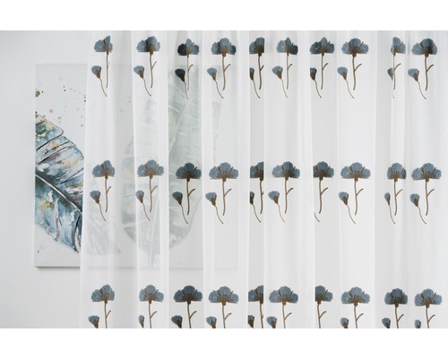 Cortină cu model floral albastru