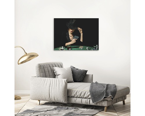 Pânză decorativă cu o femeie jucând poker