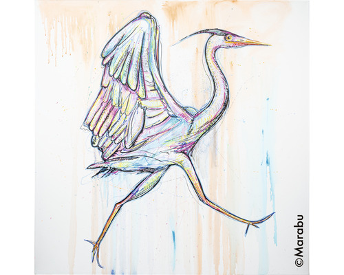 Ilustrație cu o egretă pe pânză