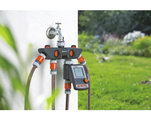 Distribuitor de apă Gardena automatic cu computer de irigare montat pe robinet