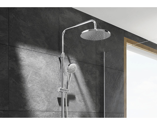 Baterie de duș cu duș fix și duș de mână în baie