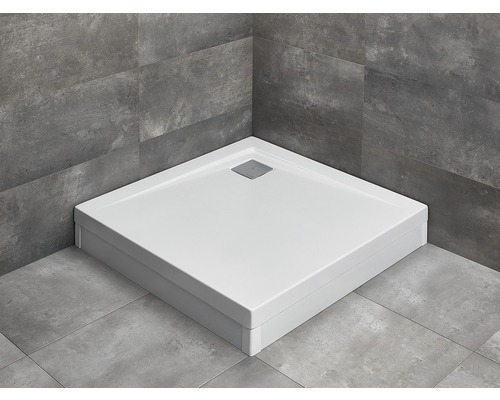 Cădiță de duș pătrată Radaway Argos C 100x100x14,5 cm acril alb montaj cu panou 4ACN1010-02