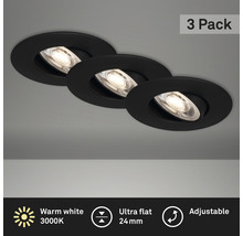 Spot LED încastrat Nova Move 5W Ø90 mm, negru, pachet 3 bucăți