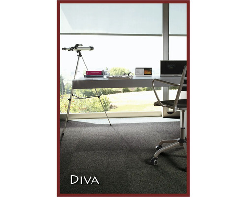 Birou cu birou, telescop și mochetă gri