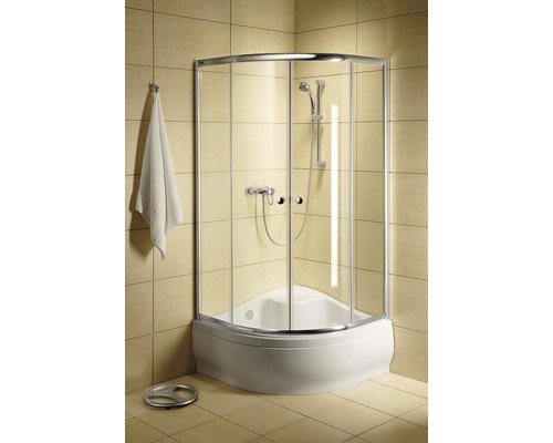 Cabină de duș semirotundă Radaway Classic A 1700, 90x90x170 cm, sticlă securizată Fabric, profil crom-0