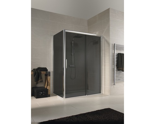 Ușă duș glisantă Schulte Kristall/Trend, 140x200 cm, sticlă securizată gri, profil crom