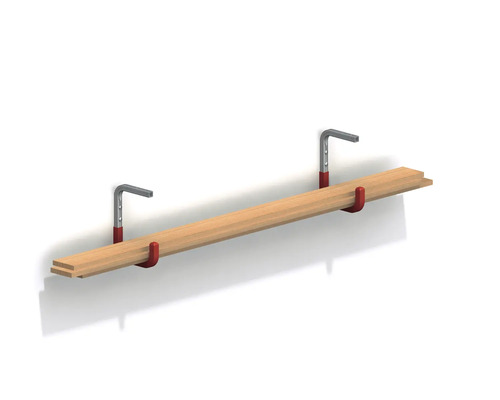 Lemnul se află în două cârlige de perete atașate pe perete