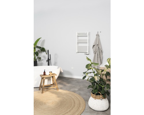 Baie cu cadă, radiator pentru prosoape și decorațiuni