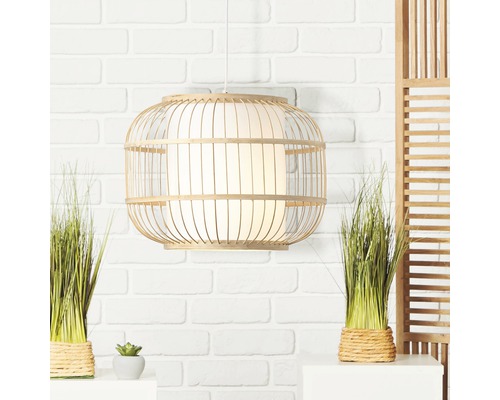 Lămpi suspendate cu abajur din lemn și material textil