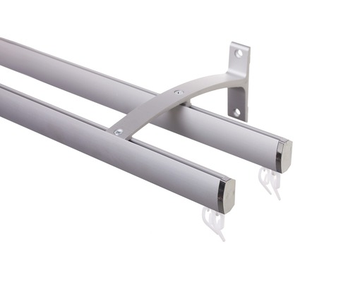 Bară dublă de perdea din metal cu suport pentru montare pe perete