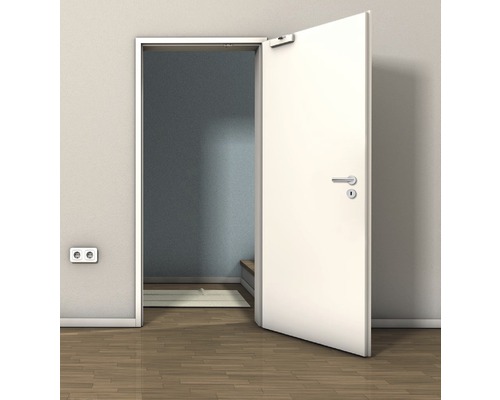 Ușă interioară deschisă cu feronerie și amortizor