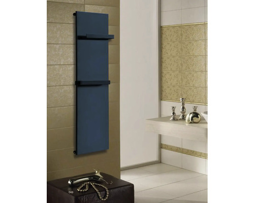 Radiator / Calorifer decorativ baie ROTHEIGNER Style 1804x452 mm antracit mat Baie modernă cu radiator albastru pentru prosoape și două rafturi