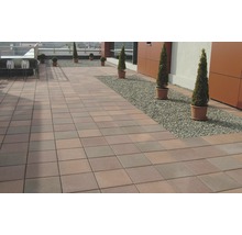 Terasa cu pavaj, pietriș și plante în ghivece