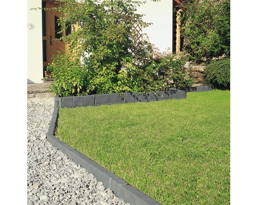 Bloc construcție universal JUWEL 60x5x13 cm bazalt 4 buc. Peisaj de grădină cu bordură de gazon și delimitare