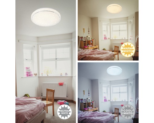Plafonieră cu LED integrat Briloner 23W 2100 lumeni, lumină albă 3000-6500K, 3 nuanțe de lumină, alb cu efect de stele Plafonieră cu LED integrat Briloner 23W 2100 lumeni, lumină albă 3000-6500K, 3 nuanțe de lumină, alb cu efect de stele