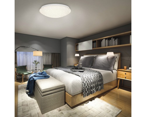 Plafonieră cu LED integrat Briloner 18W 2200 lumeni 3000-6500K, cu telecomandă, alb cu efecte de stele Plafonieră cu LED integrat Briloner 18W 2200 lumeni 3000-6500K, cu telecomandă, alb cu efecte de stele