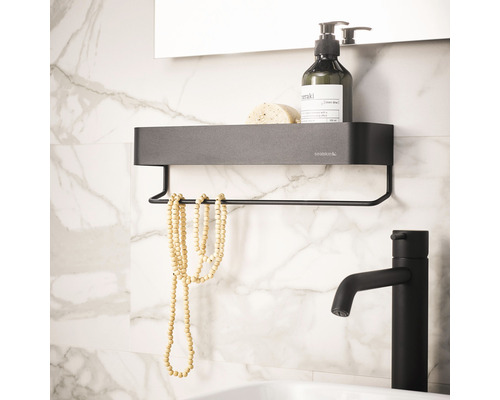 Raft baie cu suport pentru prosop montat pe perete