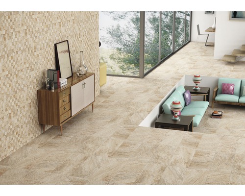 Interior cu gresie și faianță mozaic pentru design interior