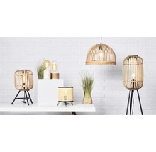 Veioză vintage Woodrow E27 max. 1x60W, maro/natur